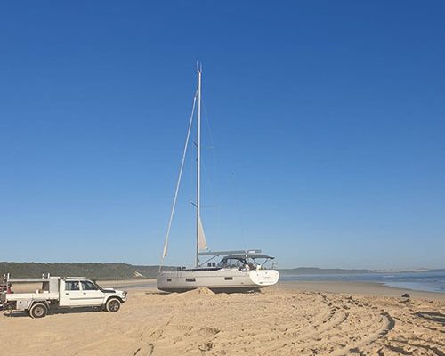 Yacht on fraser coast beach